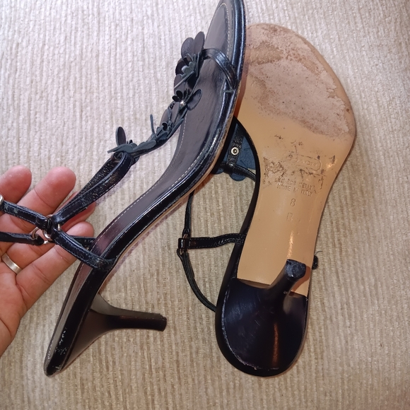 Y2k Coach Black Floral Women's Sandals Mede In Italy Sz 8 - Picture 7 of 7
